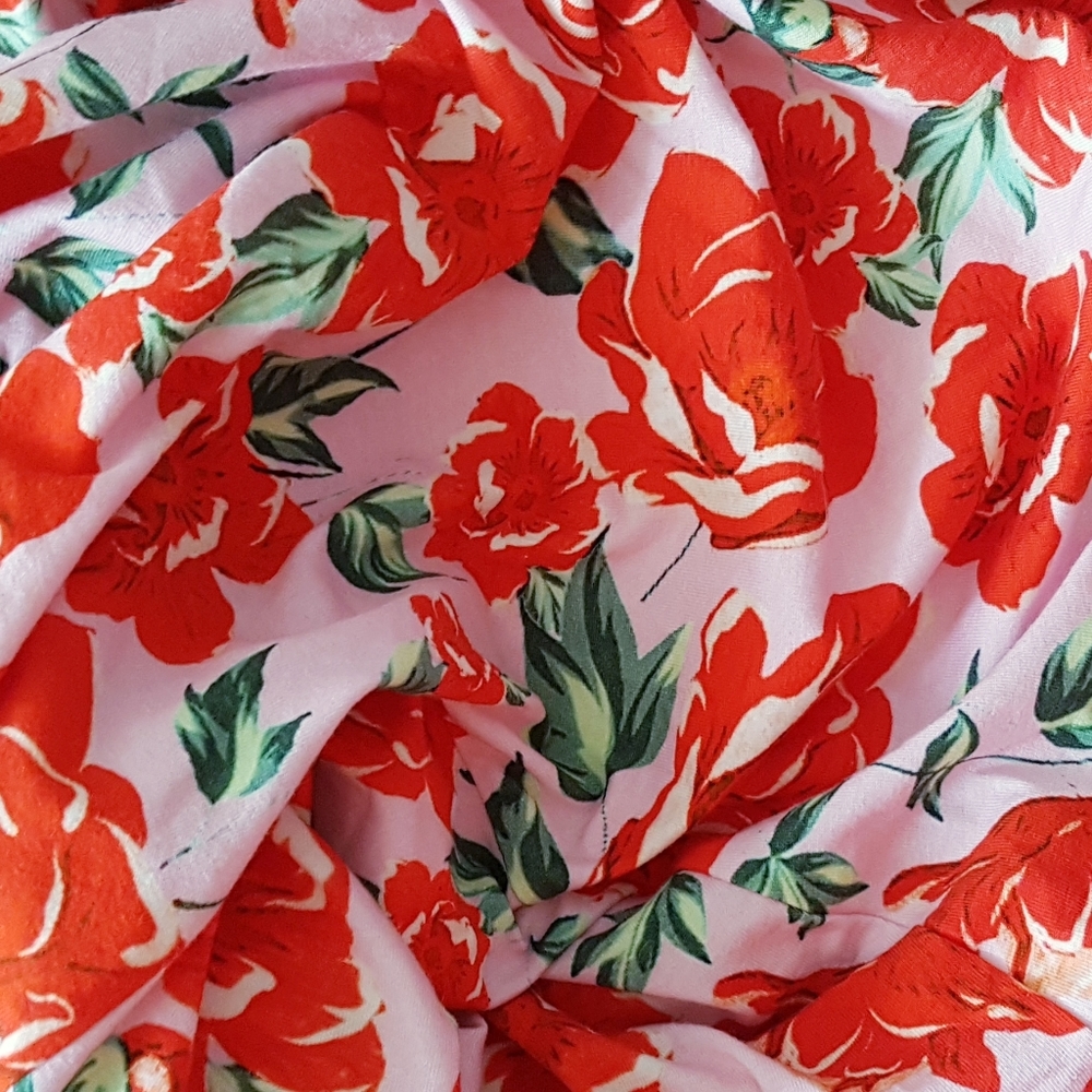 ASOS Pink & Red Roses Bubble Hem Short Dress - Picture 8 of 13